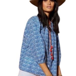 Tucker The Classic Cobalt Sound Silk Cotton Button Up Striped Long Sleeve XL